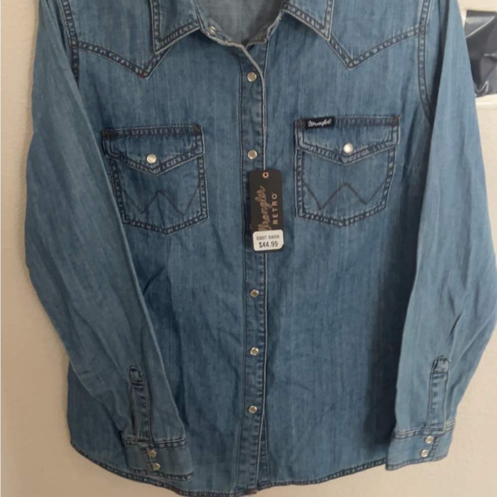 Wrangler Light Blue Denim Western Shirt Jacket